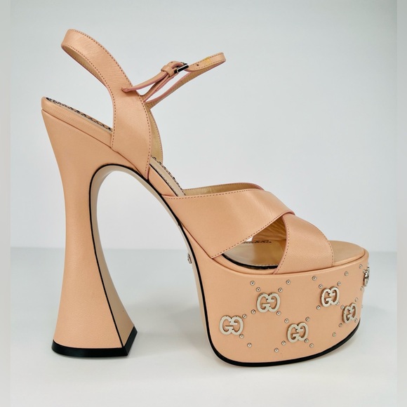 GUCCI JANAYA INTERLOCKING G PLATFORM PLATO ANKLE STRAP STUD SANDALS SIZE EU 40.5 - Picture 1 of 13
